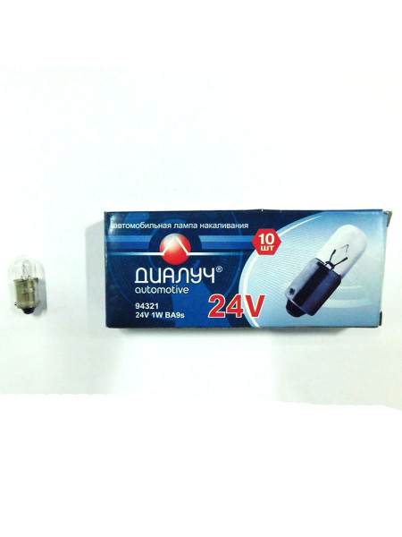 Картинка товара Лампа 24V 1Вт прилади/габар., 1-але конт. BA9s (T2W) (Диалуч)