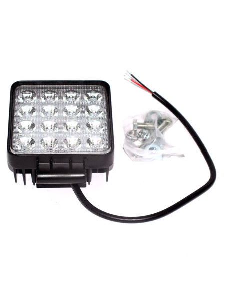 Картинка товара Фара LED прямоугольная 48W, 16 ламп, 110*164мм, узкий луч 12/24В (пр-во Юбана)